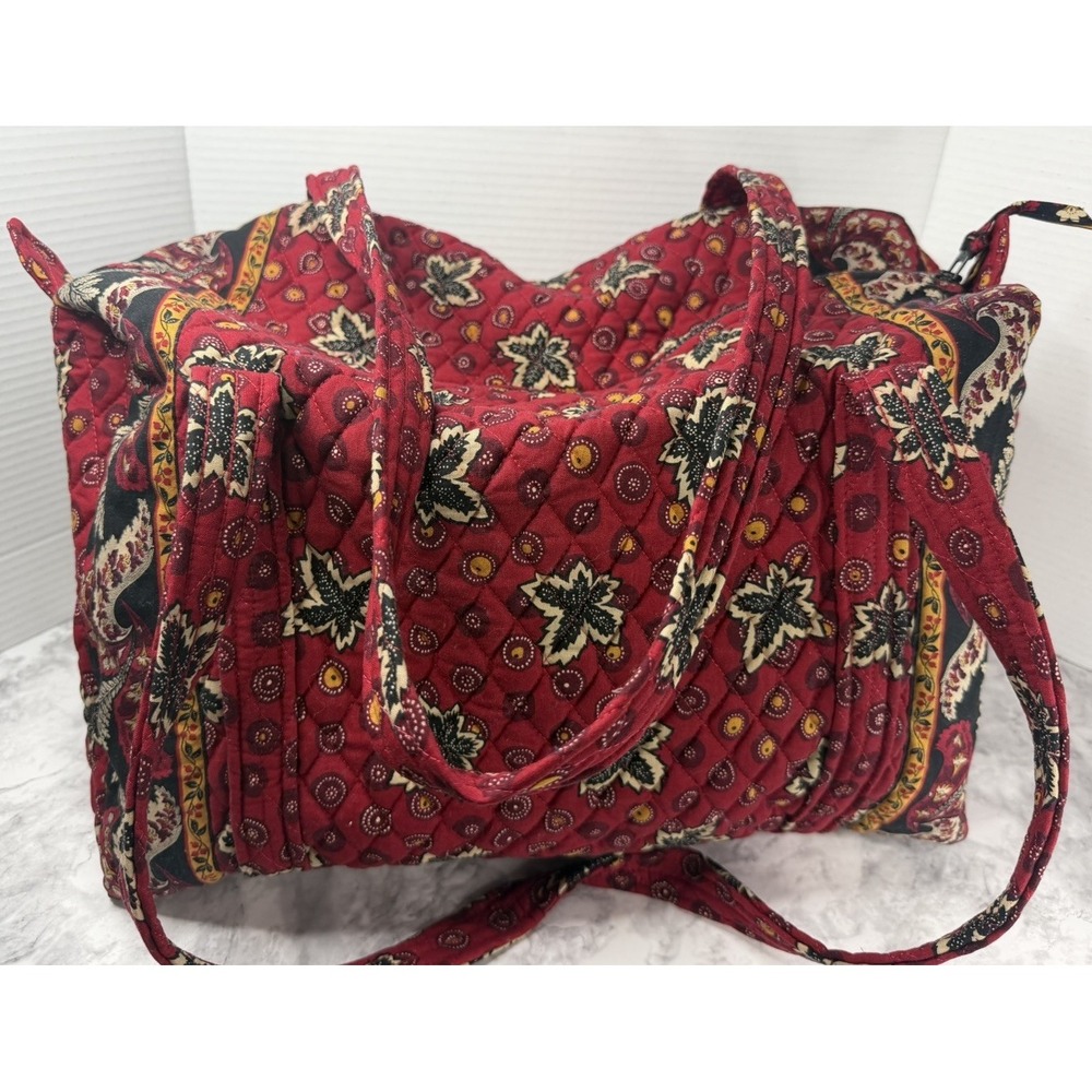 Vintage Vera Bradley Retired Rare Red Maple Coin Duffle Weekend Bag Quilted Fall